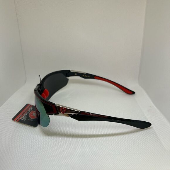 Khan Polarized Mirrored Mens Wrap Semi Rimless Sunglasses - Picture 3 of 3